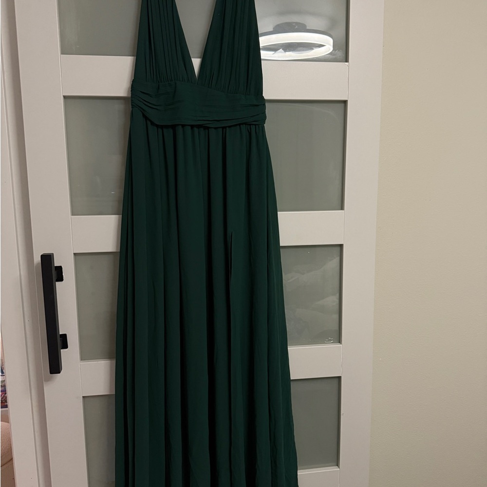 Lulu's Deep Green Halter Maxi Dress